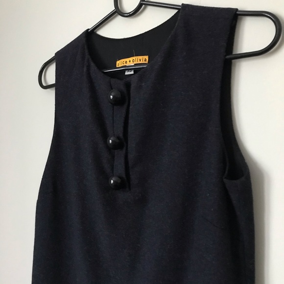 Alice & Olivia Wool Blend Navy Mini Shift Dress - Picture 2 of 4